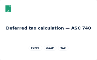 Preview of Deferred tax calculation — ASC 740 (Excel)